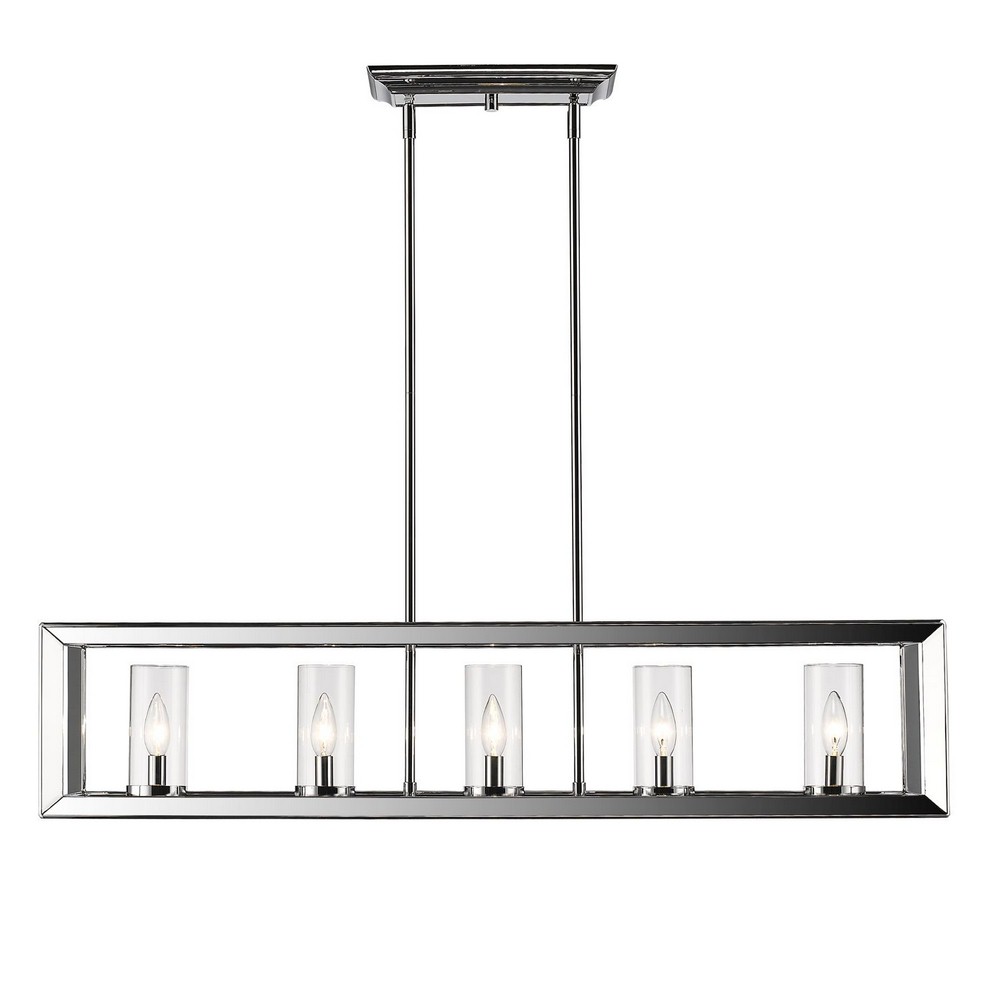 Golden Lighting-2074-LP CH-CLR-Smyth - 5 Light Linear Pendant in Contemporary style - 8.75 Inches high by 41 Inches wide Chrome Clear Chrome Finish